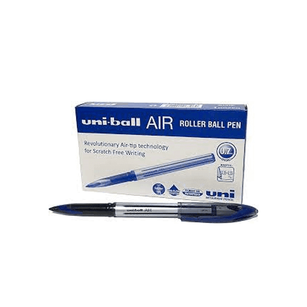 Uni-Ball AIR Rollerball Pen Blue – 0.7mm Medium Tip, Box of 12 Smooth Free-Flow Writing Pens for Office, School & Everyday Use