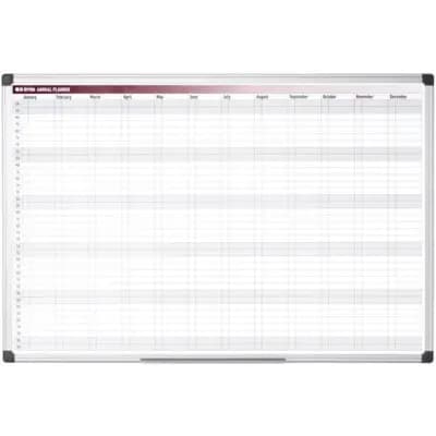 Bi-Office Annual Planner 60x90cm – Magnetic Aluminum Frame, Professional Wall Planner for Office and Home