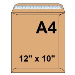 Brown Envelopes – A4 Size (12″ x 10″), 90 GSM Kraft Paper, Pack of 250 – Durable Mailing & Office Envelopes
