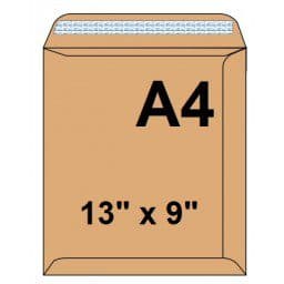 Brown Envelopes – A4 Size (13″ x 9″), 90 GSM Kraft Paper, Pack of 250 – Durable Office Mailing Envelopes