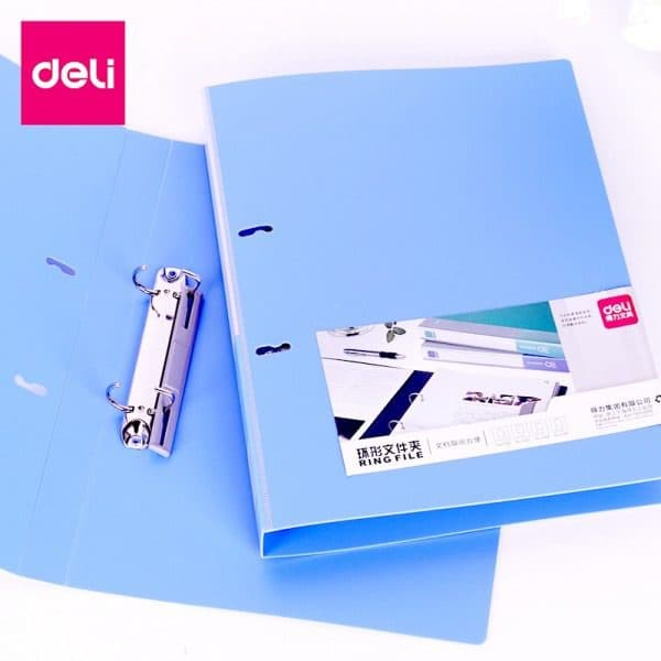 Deli 5383 A4 PVC Ring Binder – 2 Hole, Assorted Colors, Pack of 12 – Durable Document Organizer 3