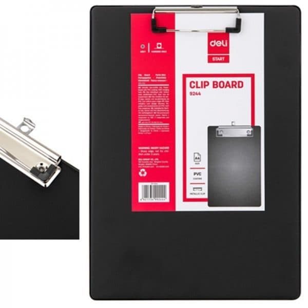 Deli 9244 A4 PVC Clipboard – With Wire Clip – Durable Document Holder