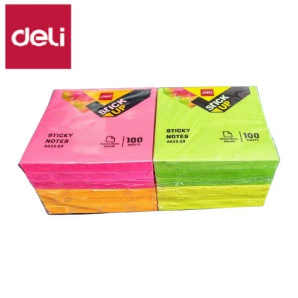 Deli Sticky Notes A023, 3×3 inches, 4 Assorted Colors, Pack of 12 Pads – Office & School Sticky Notes