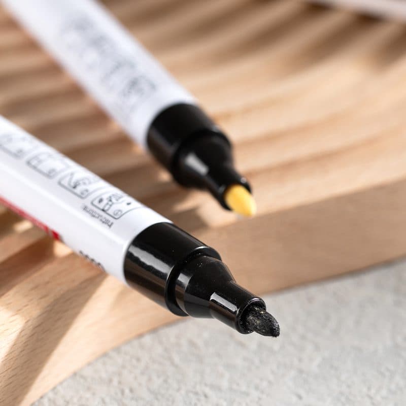 Deli U500 Black Paint Marker – Permanent Oil-Based Marker Pen, 1x12 Pack – For Metal, Glass, Plastic, Wood, and Crafts 3