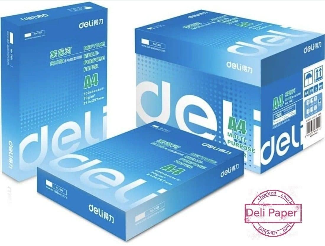 Deli A4 Photocopy Paper, 80 GSM, Box of 5 Reams – High-Quality Multipurpose Printing Paper