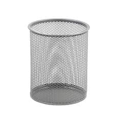 Round Mesh Metal Pen & Pencil Holder – Desktop Organizer, Black or Silver 3