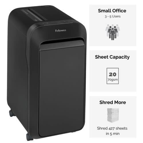 Fellowes LX221 Heavy Duty Cross-Cut Shredder – 20 Sheets, Continuous Use, Jam Proof Office Shredder 4