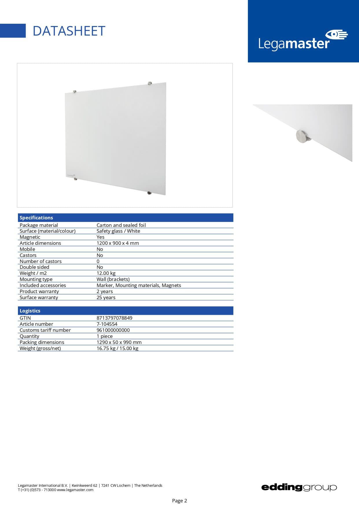 Legamaster Glassboard 90x120cm (7-104554) – White Magnetic Glass Board, Tempered Safety Glass Dry Erase Board for Office, Meeting Room & Classroom Use 3