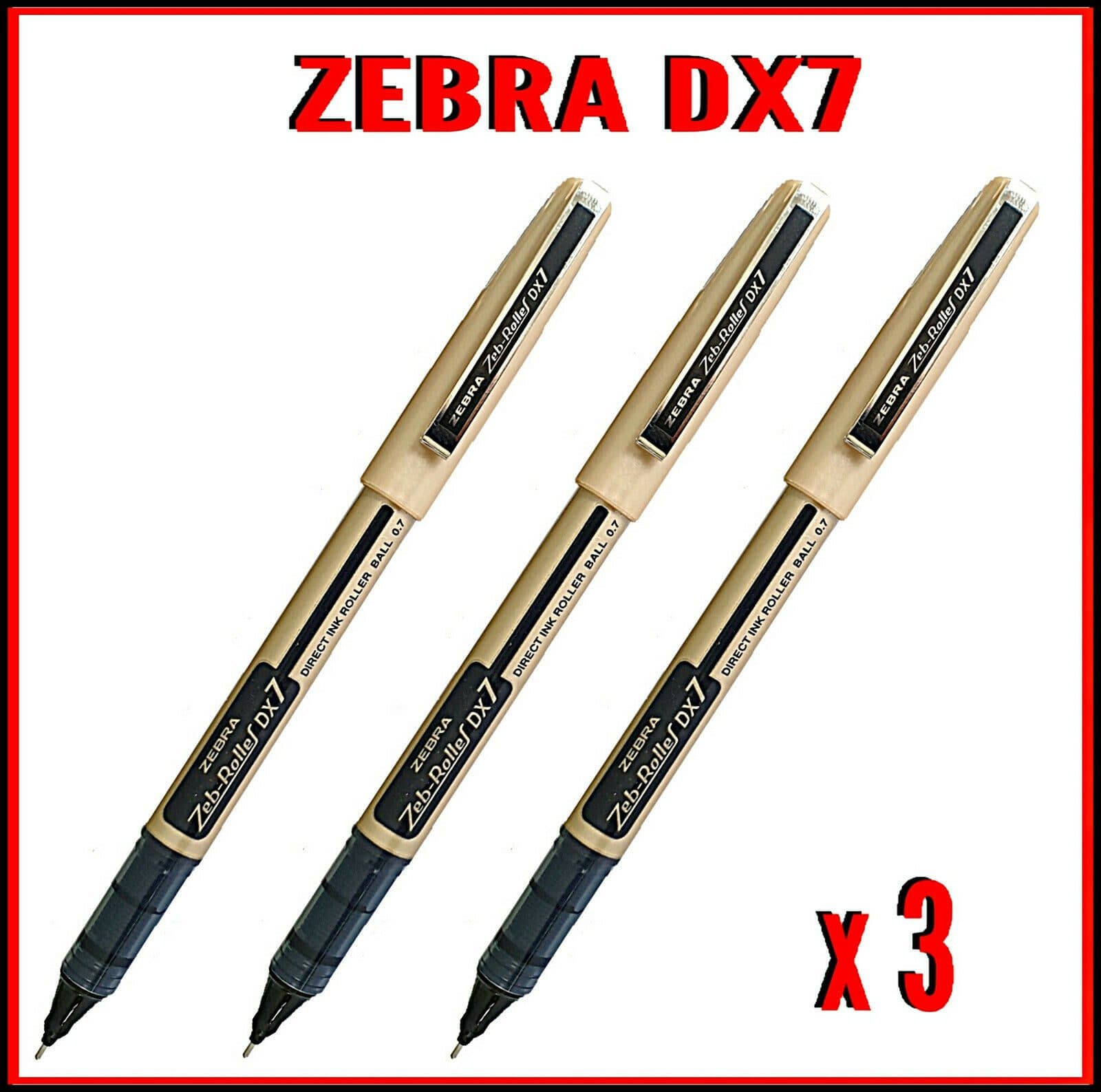 Zebra DX7- Roller Ballpen, Black (10 Pcs) 2