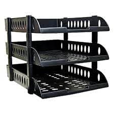 Document 3-Tier File Tray Set US-3033, Black – Stackable Desk Organizer