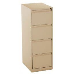 4-Drawer Metal Vertical Filing Cabinet – Lockable Office File Storage Unit – Steel Construction, Beige Finish – For Foolscap or A4 Documents