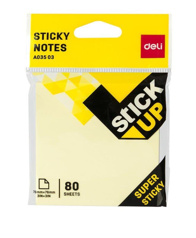 Deli Sticky Notes A00353, 3×3 inches (76×76 mm), Yellow, 100 Sheets per Pad, Pack of 12 – Office & School Sticky Notes