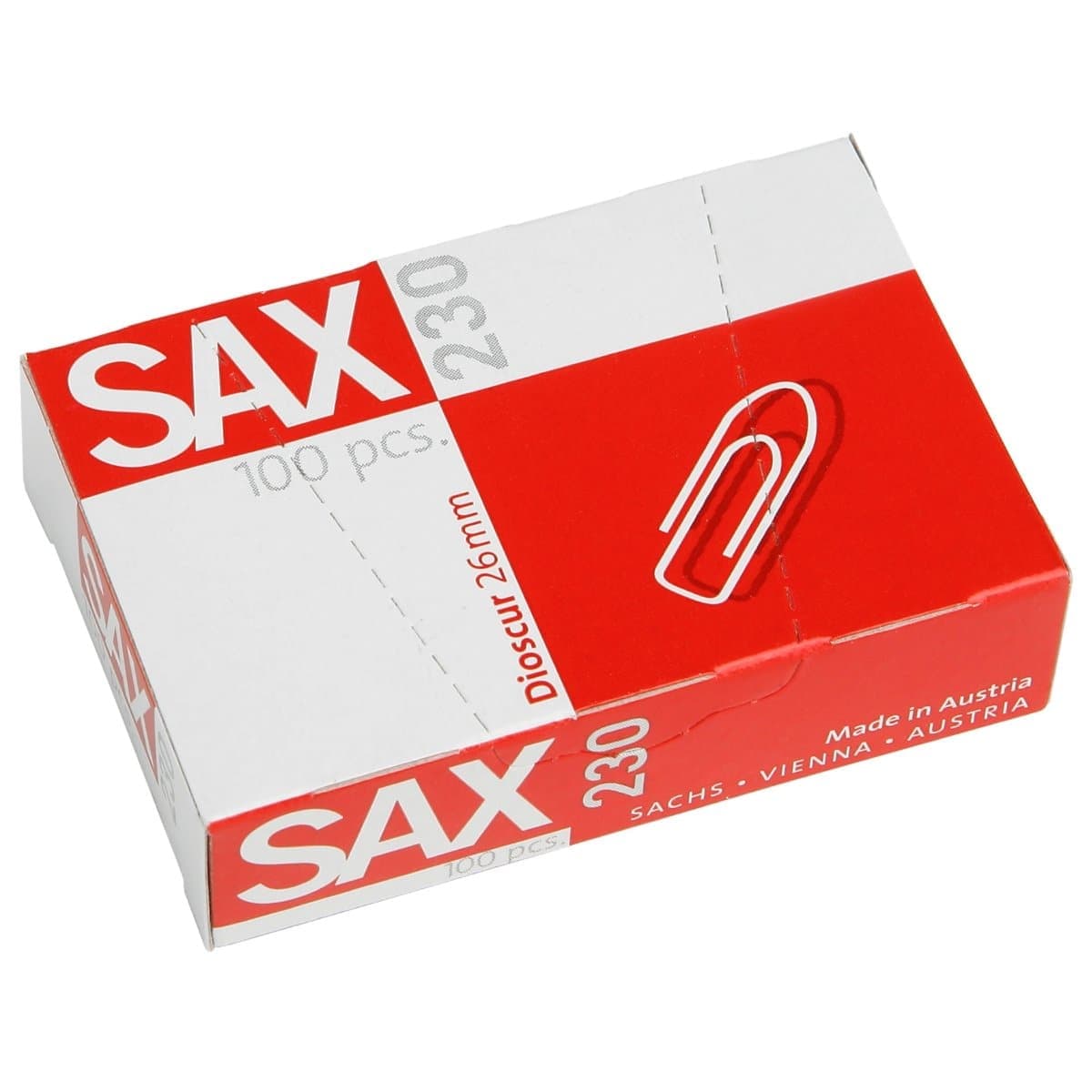 SAX 230 Paper Clips – 26mm, Pack of 100 | Durable Metal Office & School Clips