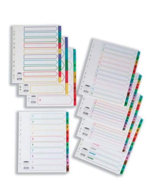 PVC Index Divider – A4 Size, 1–20 Numbered Colored Tabs – Durable 20-Part File Separator