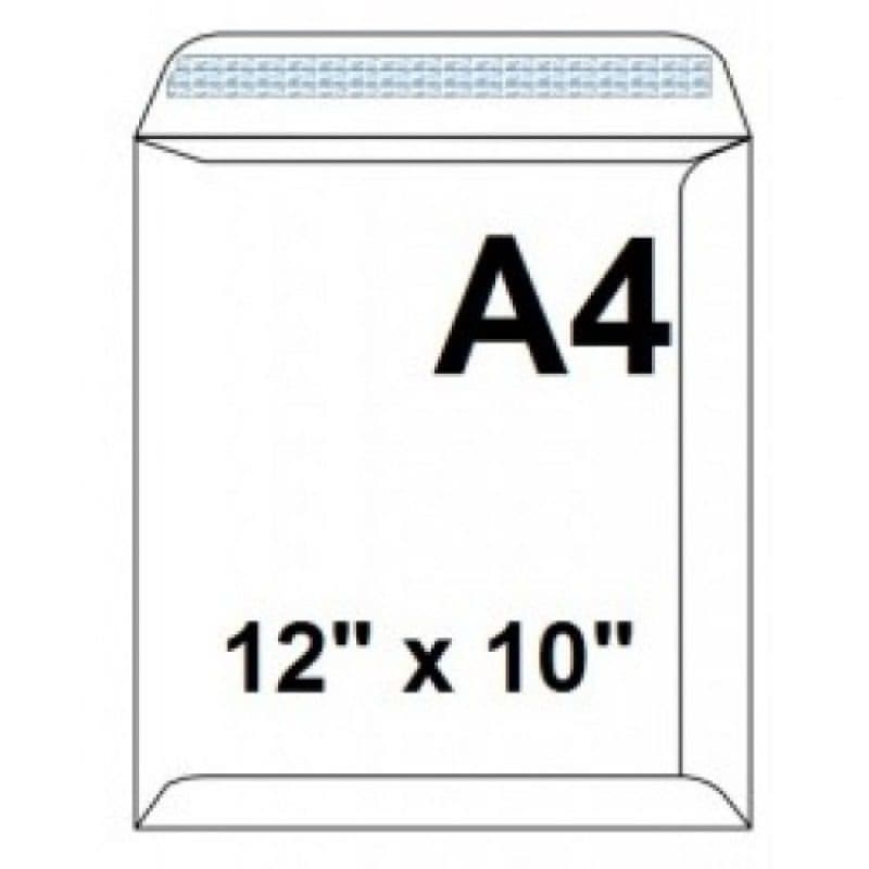 White Envelopes – 12″ × 10″, 100 GSM, Pack of 50 – Durable Office & Mailing Envelopes
