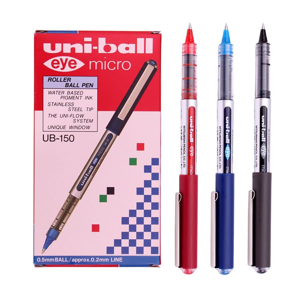 Uni-Ball UB-150 Eye Micro Gel Ink Pen – 0.5mm Fine Tip, Black Ink – Pack of 12 Rollerball Pens – Smooth, Waterproof & Fade-Proof Writing for Office, School & Business Use