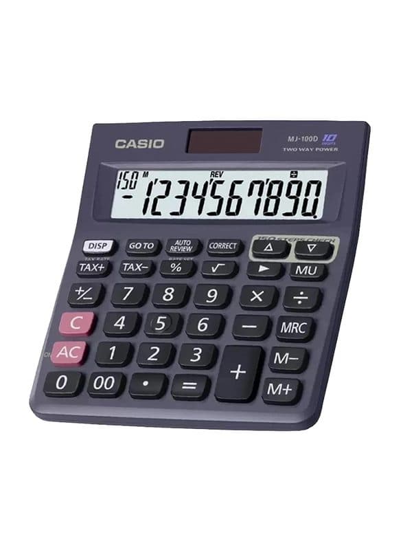 Casio MJ-100D Desktop Calculator – Black, 12-Digit, Dual Power, Large LCD