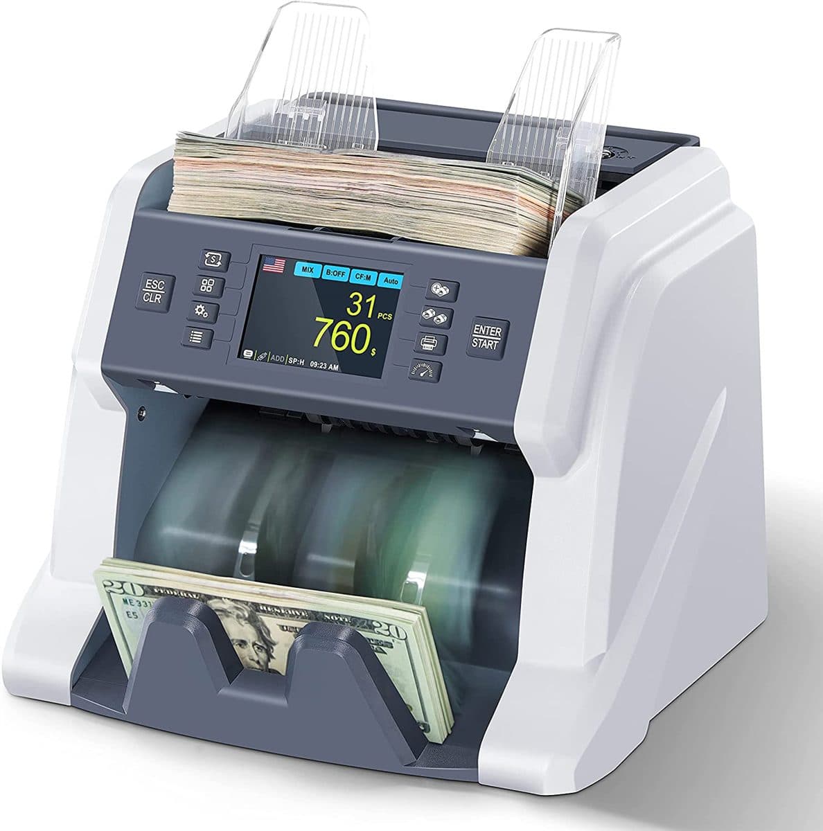 Ribao BC-40 High-Speed Banknote Counter | Multi Currency Money Counter Machine with UV/MG/IR Counterfeit Detection
