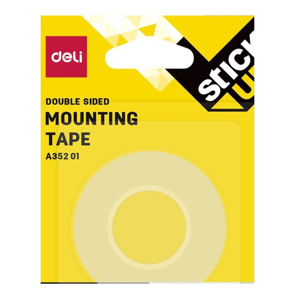 Deli EA35201 Clear Washable Mounting Tape – 1mm x 25.4mm x 1.5m | Reusable Adhesive for Office, School & Crafts