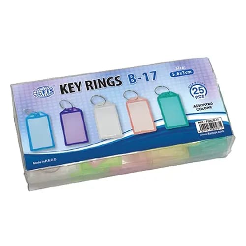 Key Ring FSKCB-17 B-17 – Box of 25 Durable Assorted Colour Key Rings for Organizing Keys
