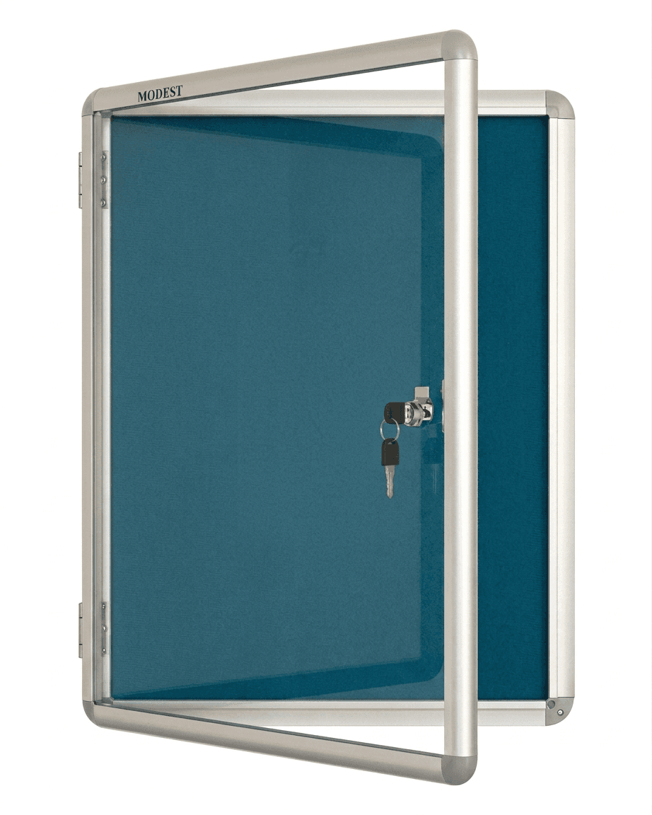 Lockable Notice Board with Glass Door 60×90 cm | Wall-Mounted Secure Display Case with Aluminium Frame