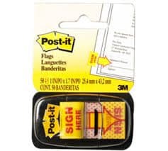 3M Post-it Sign Here Flags 680-9, 50 Flags – Removable Page Markers for Office & Documents