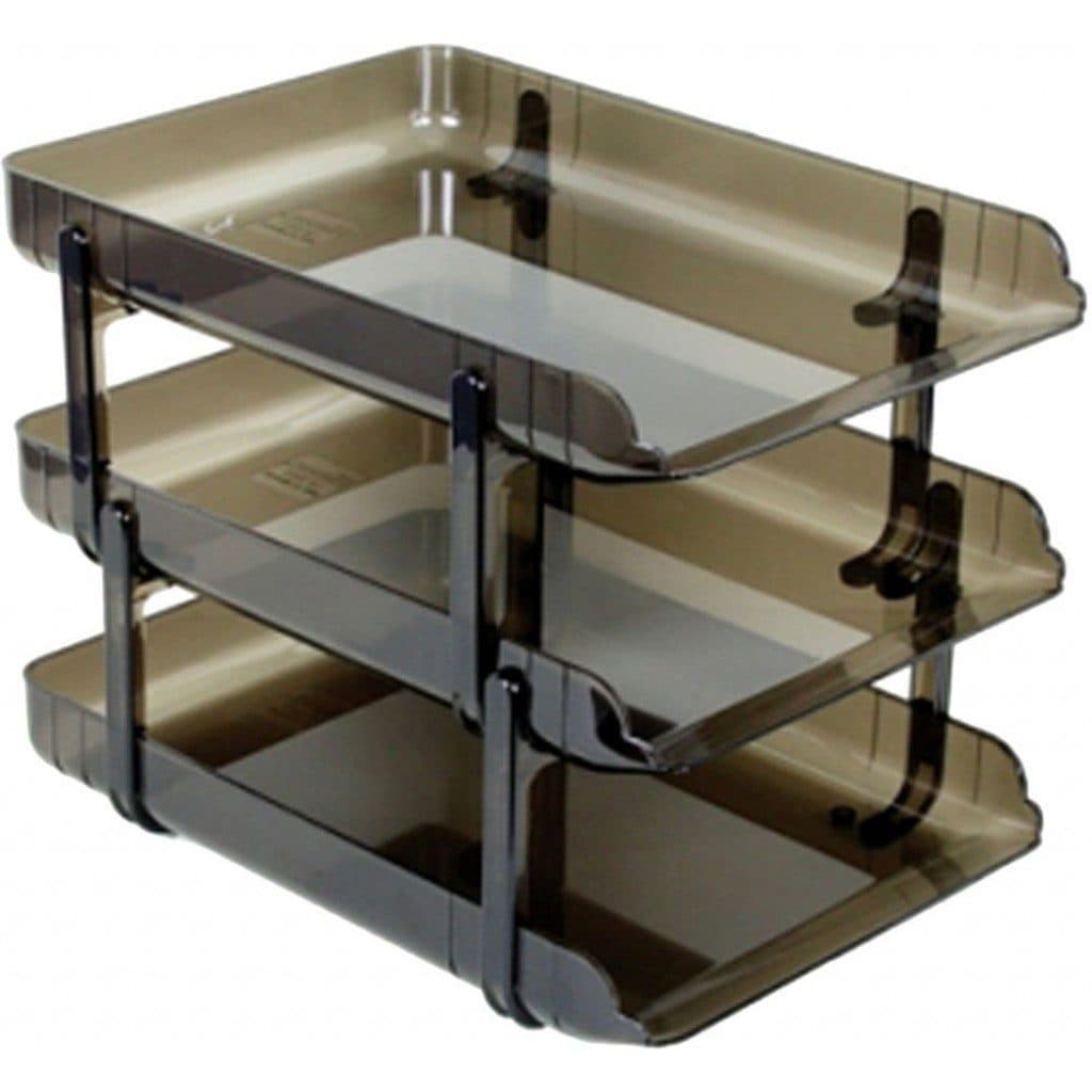 US-4033 3-Piece Document Tray Set – Smoky Color Paper & File Organizer