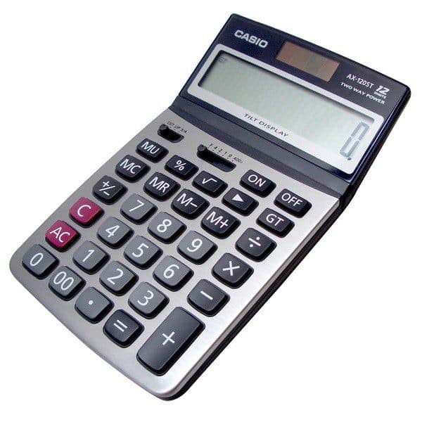 Casio AX-120ST 12-Digit Desktop Calculator – Tilt Display, Dual Power, Large LCD