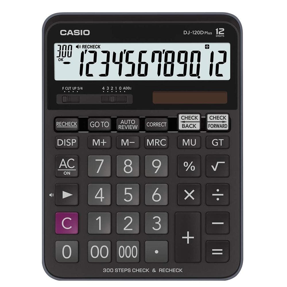 Casio DJ-120D Plus 12-Digit Desktop Calculator – Dual Power, Large LCD Display, Durable Design