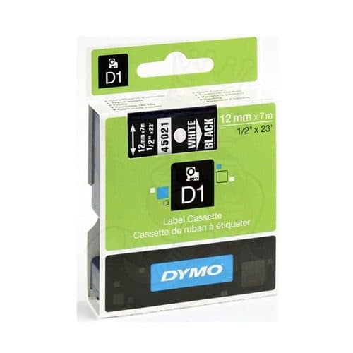 Dymo D1 45021 Labeling Tape – 12mm x 7m – Black on White Durable Label Tape for LabelManager Printers