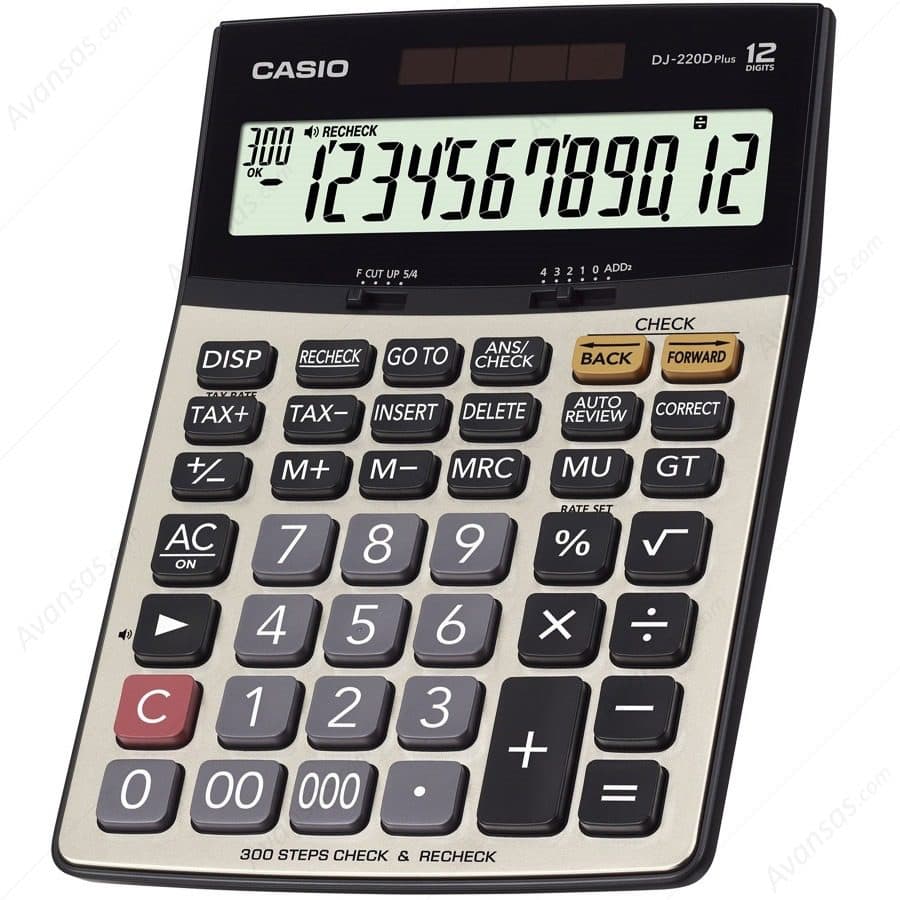 Casio DJ-220D Plus 12-Digit Desktop Calculator – 300-Step Check & Correct, Tax Calculation, Dual Power