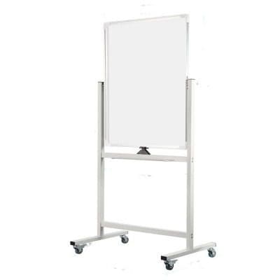 Magnetic Double-Sided Whiteboard 60×90 cm – Reversible Dry Erase Board on Height-Adjustable Mobile Stand with Lockable Wheels – Office, School, Home & Training Use