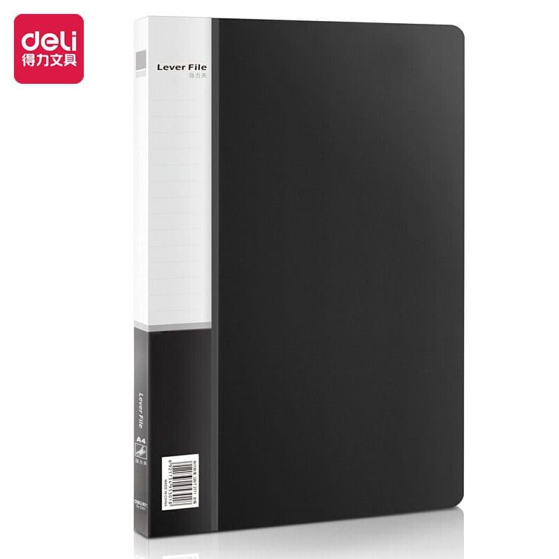 Deli 5301 File Folder – Black, Pack of 12 A4 Document Folders for Office & Home