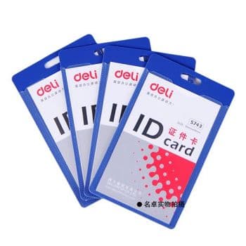 Deli 5743 Vertical Blue ID Card Holder – 54 x 90mm, Pack of 50