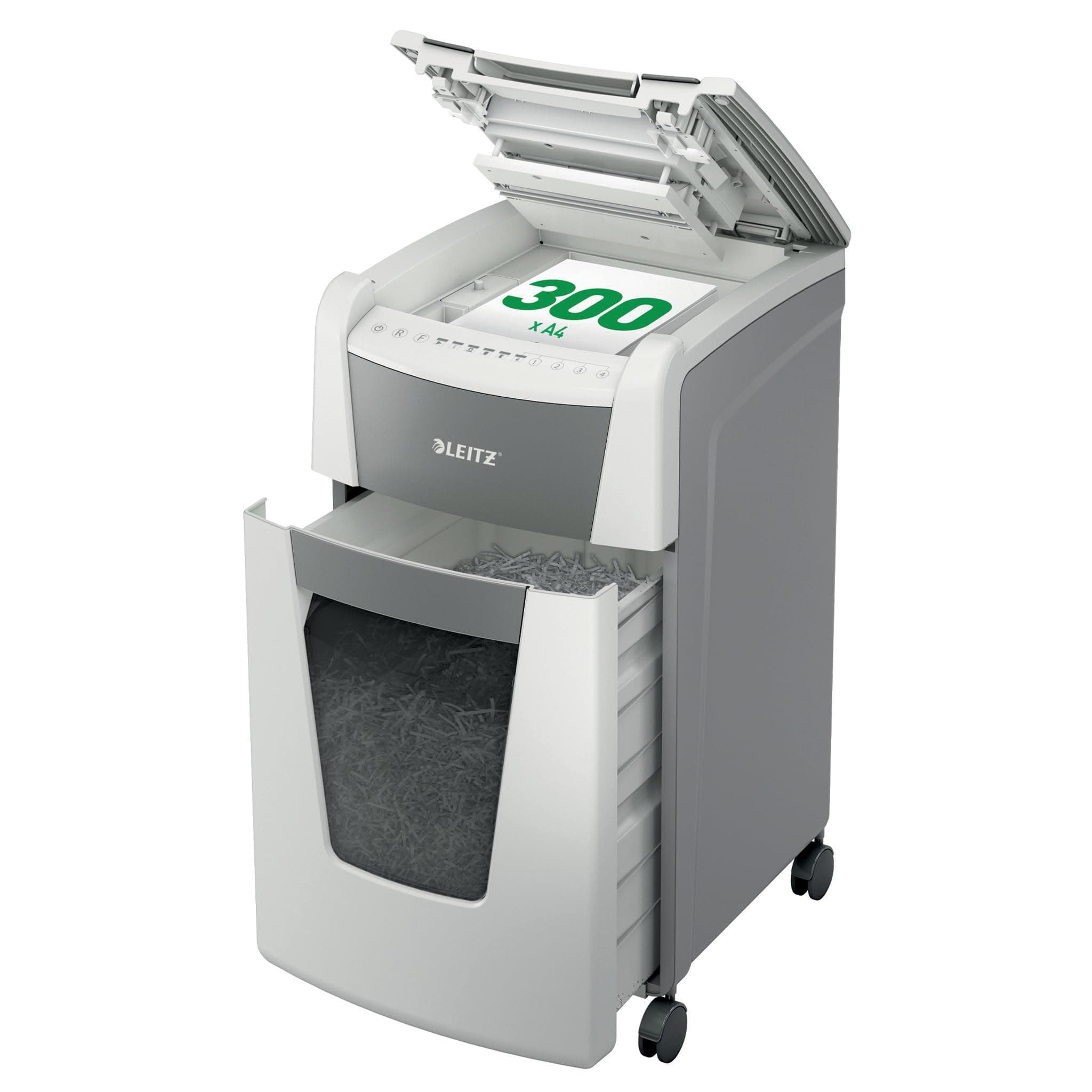 Leitz IQ Autofeed Office 300 Automatic Paper Shredder Model-8016 P4 | High-Capacity Office Shredder, Cross Cut