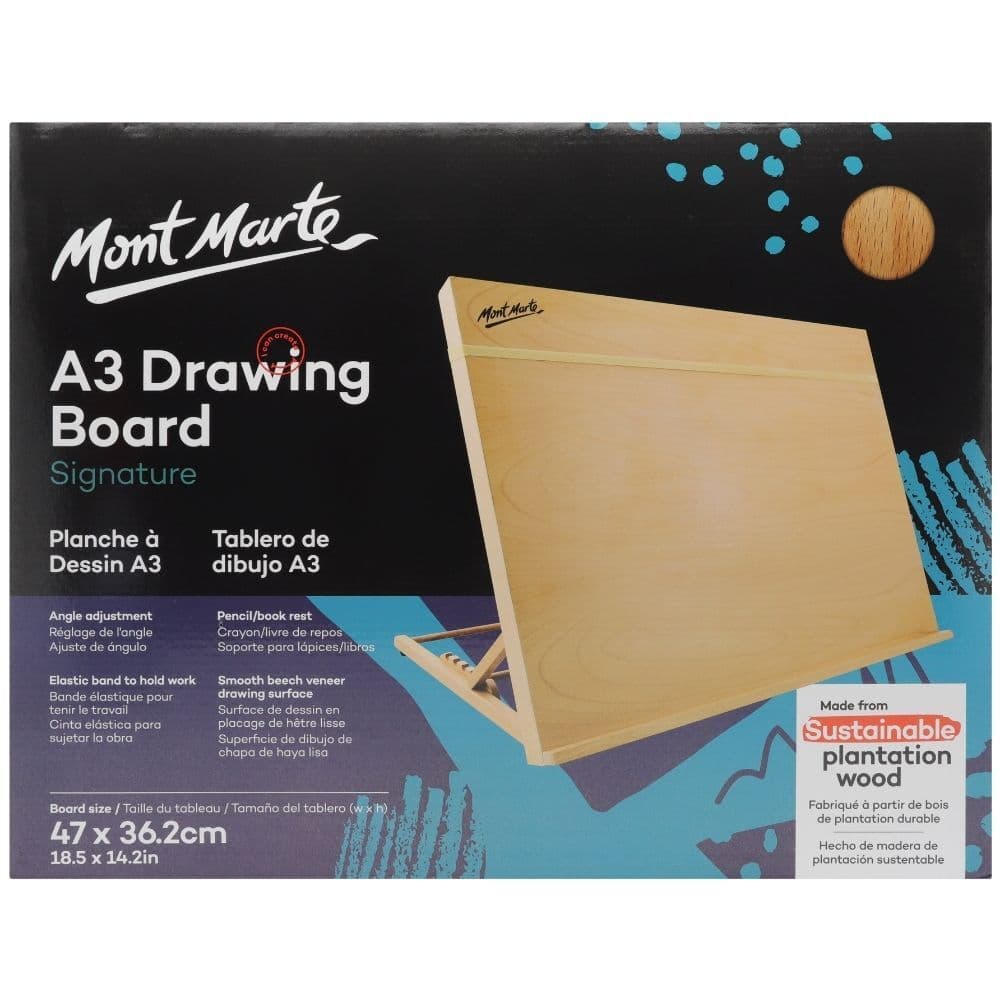Mont Marte Signature A3 Drawing Board MEA0034 – Portable Artist Sketch Board with Elastic Band