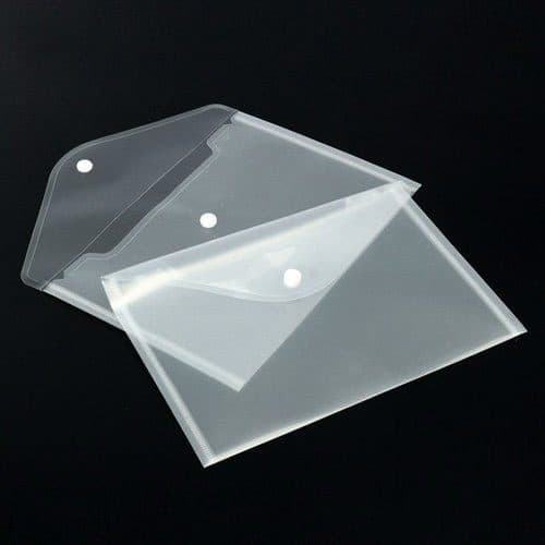 Clear Bag Full Cap Size – Transparent Button Folder, Pack of 12 – Durable Document Organizer