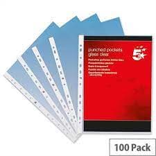A4 Punched Pockets – Clear Plastic, 60 Micron, White Reinforced, Pack of 100 – Durable Document Protection