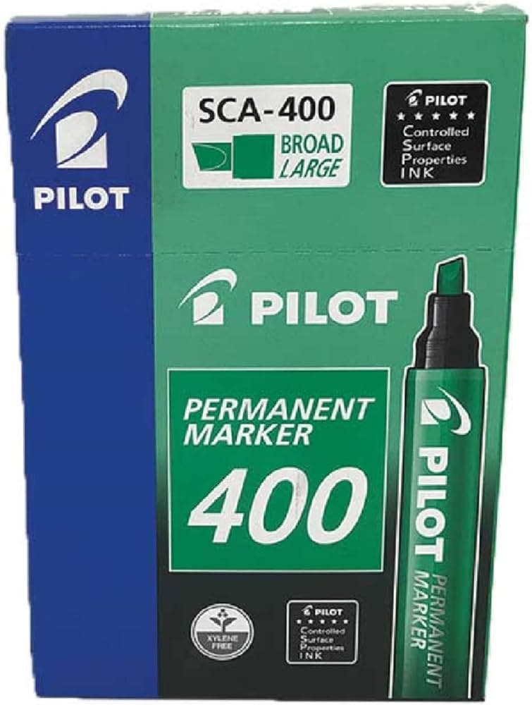 Pilot Permanent Marker Sca-400 Green, Broad (Chisel Tip) Pack of 12