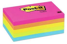 3M Post-it Notes 655, Neon Colors, 3×5 inches (76 × 127 mm), 5-Pack – Sticky Notes for Office & School