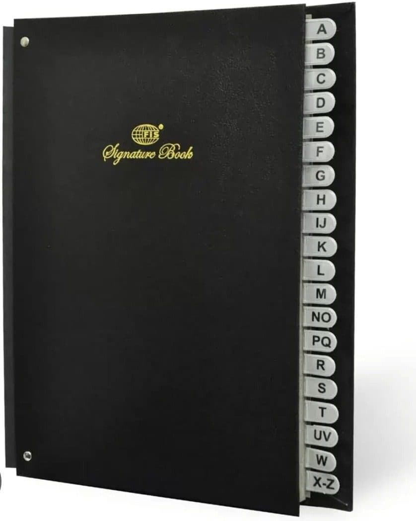 FIS Signature Book A to Z – 240 x 340mm, 20 Sheets, FSCLA-Z, Black, Organized Office and School Record Book