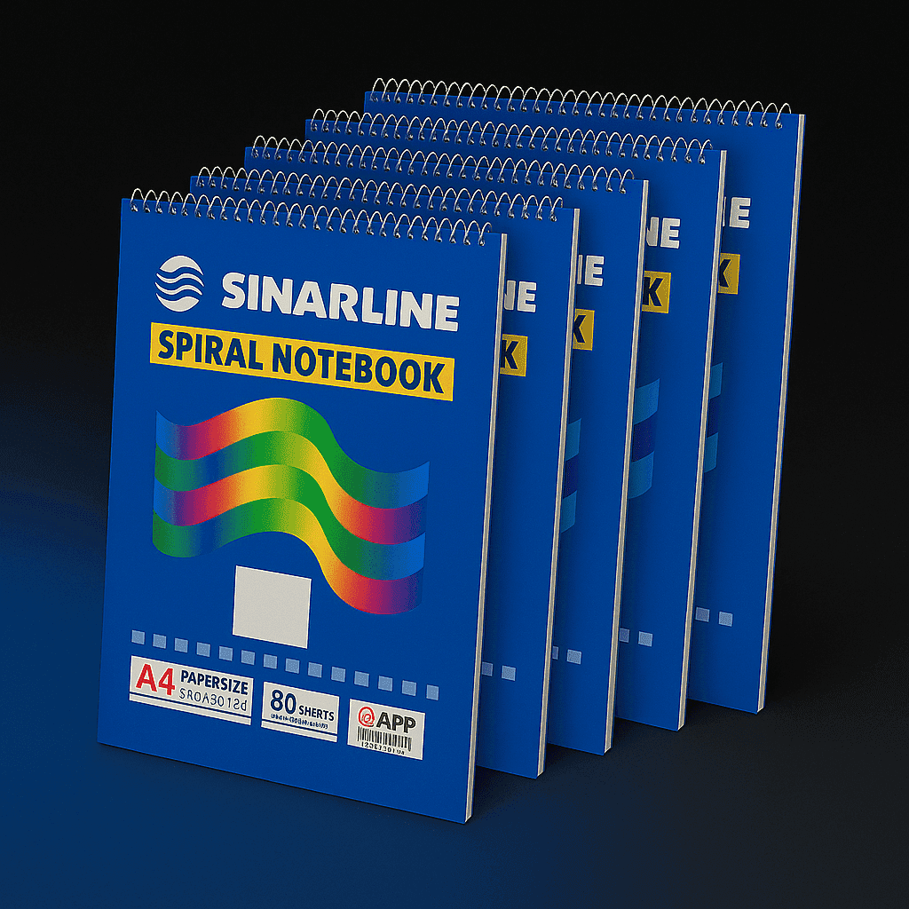 Sinarline Side Spiral Notebook 10×8 – White, Lined, 70 Sheets, School and Office Writing Notebook 1x6
