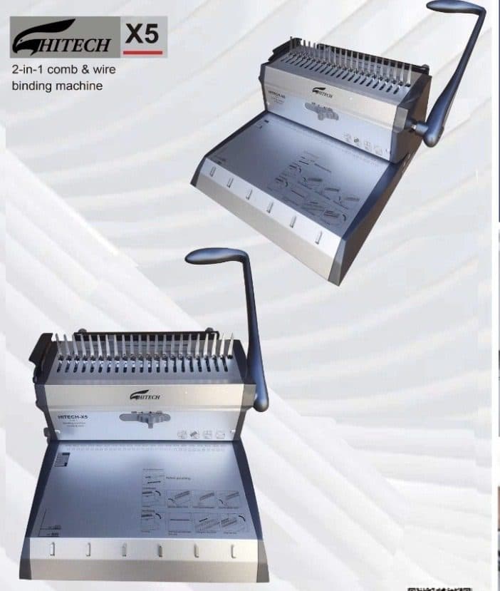 Hitech X5 2-in-1 Manual Wire and Comb Binding Machine – Dual-Function Punch and Bind System for Professional Document Finishing