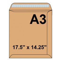 Brown Envelopes – A3 Size (17.5″ x 14.25″), 120 GSM, Pack of 250 – Heavy-Duty Office Mailing Envelopes