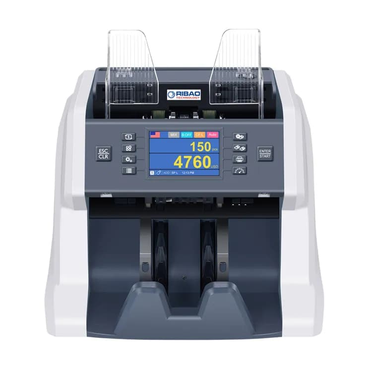 RIBAO BC-50 Multi-Currency Banknote Counter | Value Counter & Counterfeit Detector for 12 Currencies