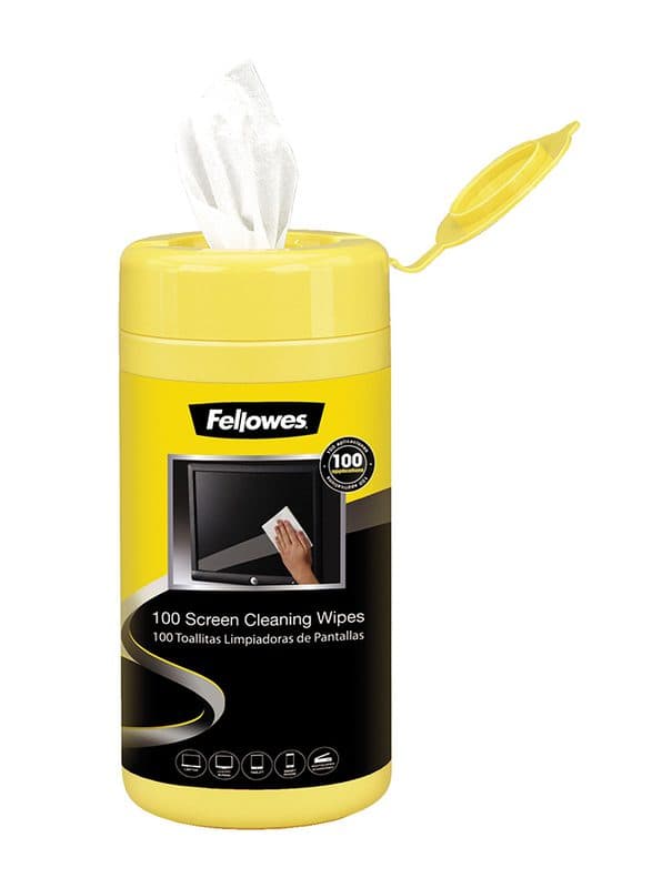 Fellowes FEL 99703 Screen Cleaning Wipes – 100 Antibacterial, Streak-Free Wipes for Monitors, Laptops, Tablets & TVs
